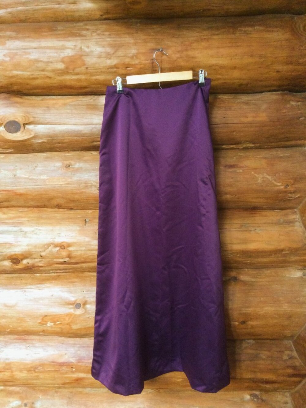 Vintage Y2K 90s After Six Formal Whimsigoth Satin Purple USA Maxi Skirt Size 10